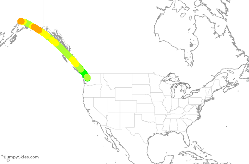 Turbulence forecast map for ASA440, ANC to SEA