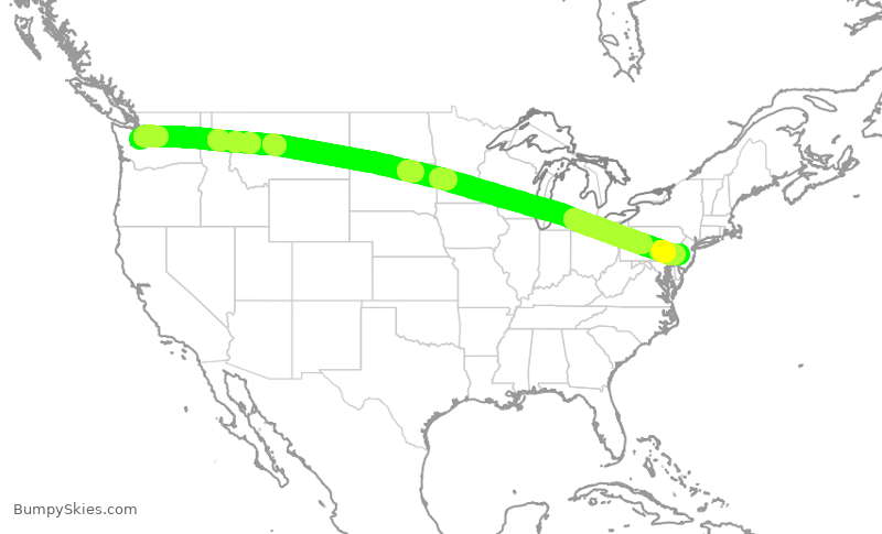 Turbulence forecast map for ASA442, SEA to PHL