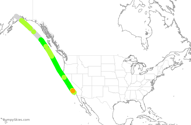 Turbulence forecast map for ASA44, ANC to LAX