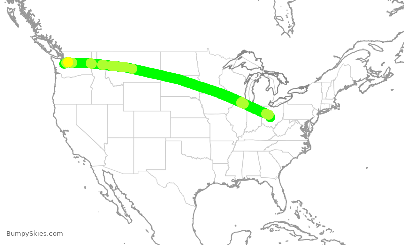 Turbulence forecast map for ASA450, SEA to CMH