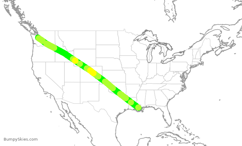 Turbulence forecast map for ASA451, MSY to SEA