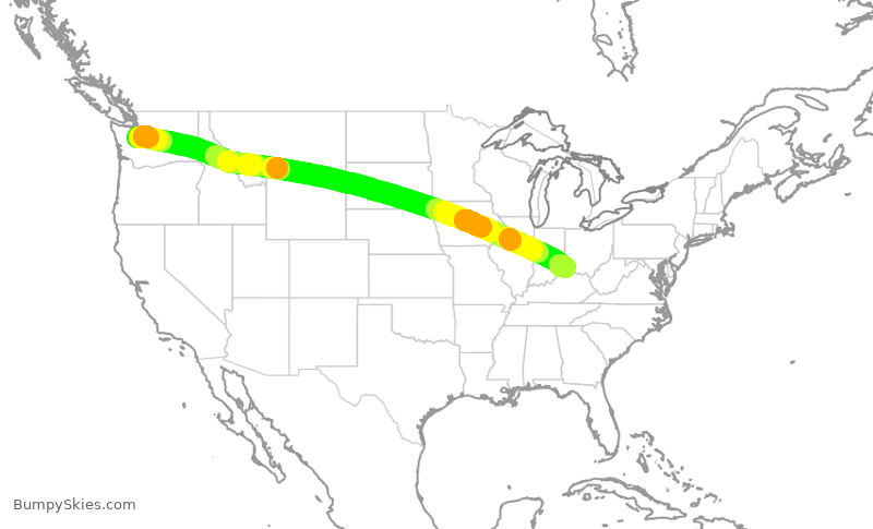 Turbulence forecast map for ASA451, SEA to CVG