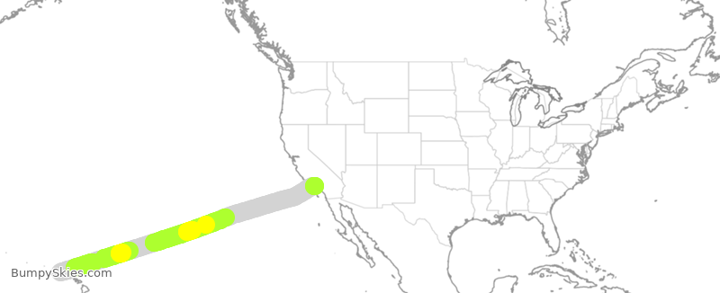 Turbulence forecast map for ASA452, LIH to LAX