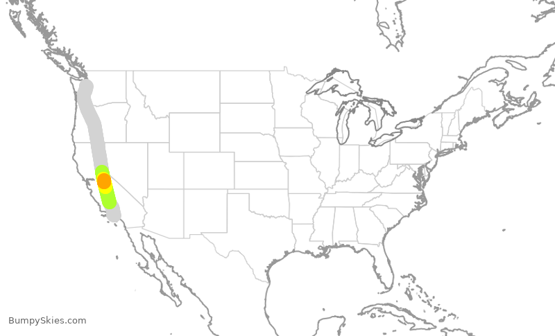 Turbulence forecast map for ASA457, LAX to SEA