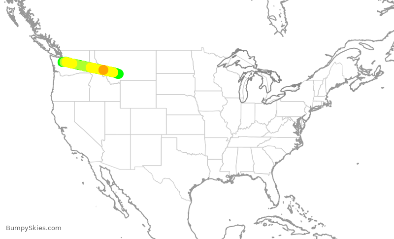Turbulence forecast map for ASA458, SEA to BZN