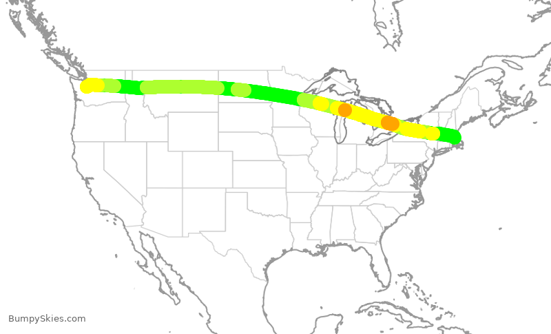 Turbulence forecast map for ASA460, SEA to BOS