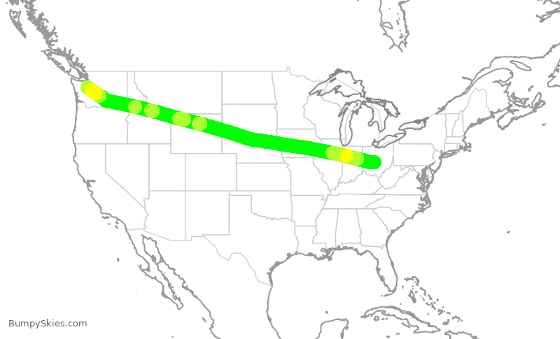 Turbulence forecast map for ASA462, CMH to SEA