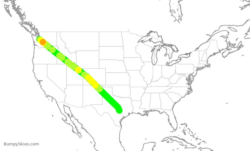 Turbulence forecast map for ASA463, AUS to SEA