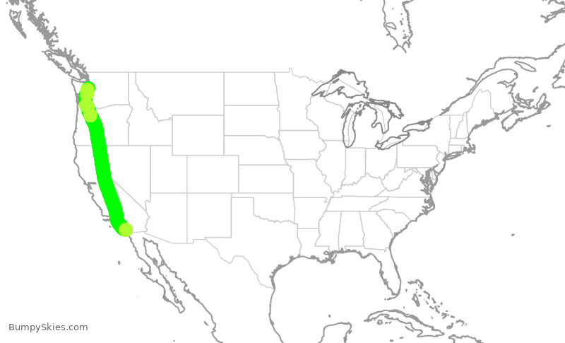 Turbulence forecast map for ASA465, SAN to SEA