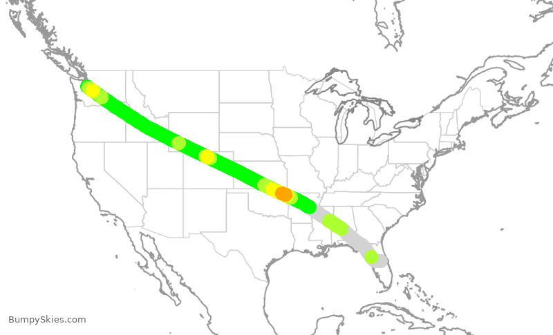 Turbulence forecast map for ASA468, MCO to SEA