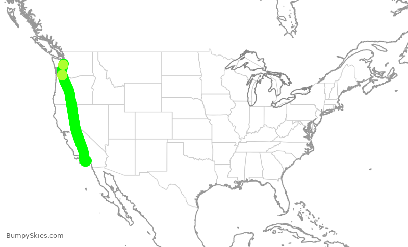 Turbulence forecast map for ASA471, SNA to SEA