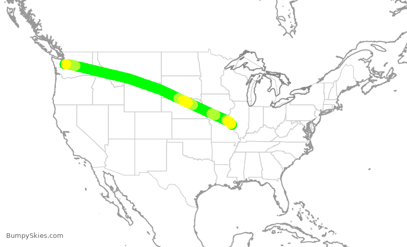 Turbulence forecast map for ASA472, SEA to STL