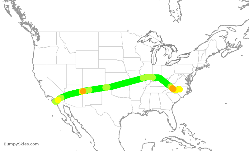 Turbulence forecast map for ASA474, RDU to SAN