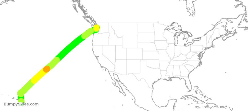 Turbulence forecast map for ASA475, KOA to SEA