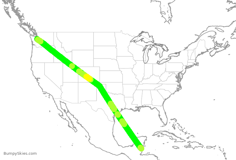 Turbulence forecast map for ASA482, ZBZ to SEA