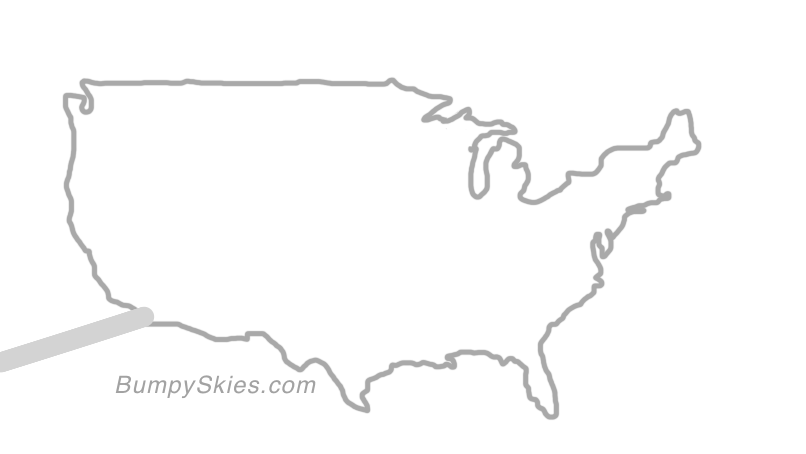 Map of continental US with illustrated flight path and turbulence forecast (described in text below)