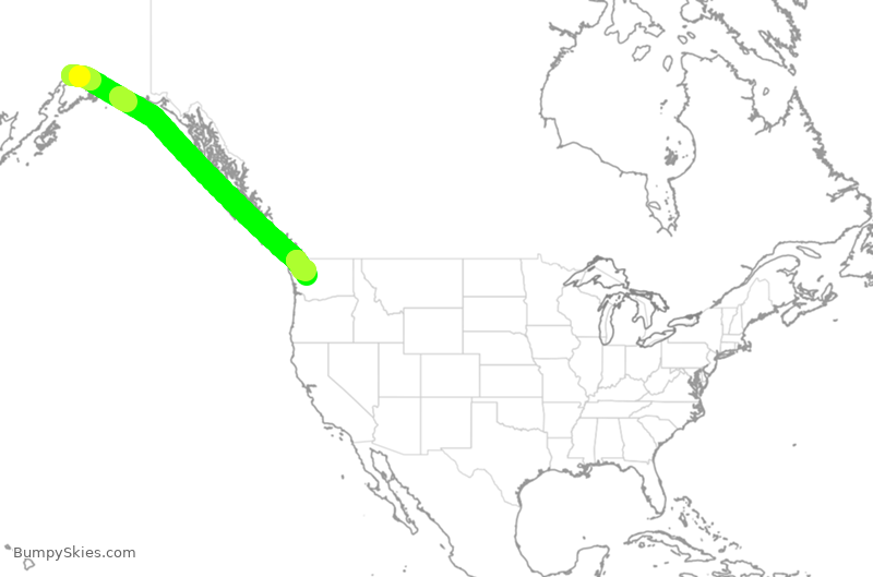 Turbulence forecast map for ASA48, ANC to SEA