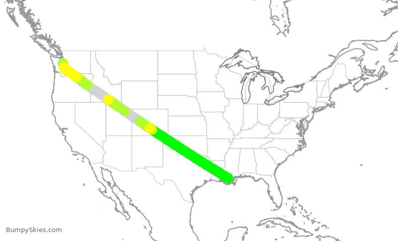 Turbulence forecast map for ASA490, SEA to MSY