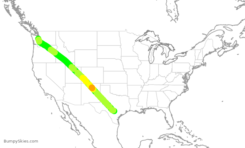 Turbulence forecast map for ASA494, SEA to SAT