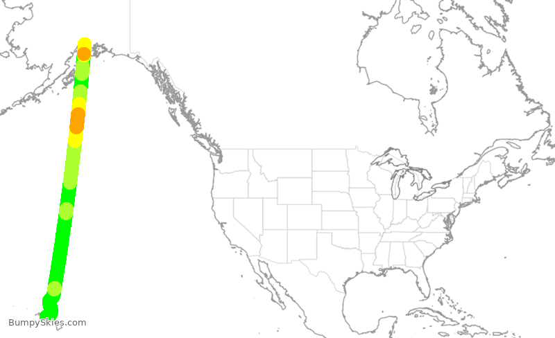 Turbulence forecast map for ASA49, ANC to HNL