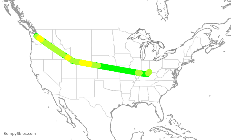 Turbulence forecast map for ASA508, CVG to SEA