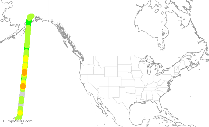 Turbulence forecast map for ASA50, HNL to ANC