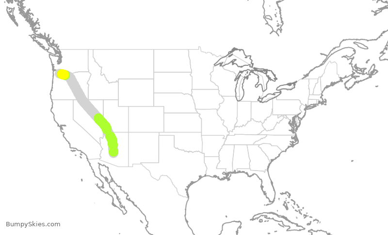 Turbulence forecast map for ASA511, PHX to PDX