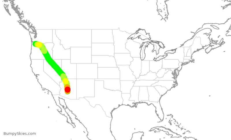 Turbulence forecast map for ASA512, PHX to PDX