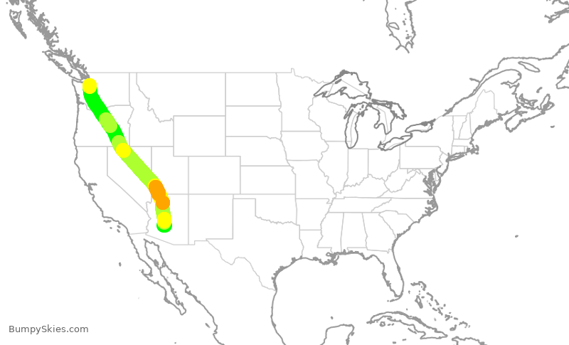 Turbulence forecast map for ASA515, PAE to PHX