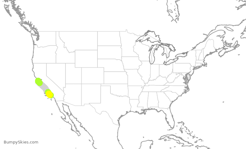 Turbulence forecast map for ASA520, SFO to LAX