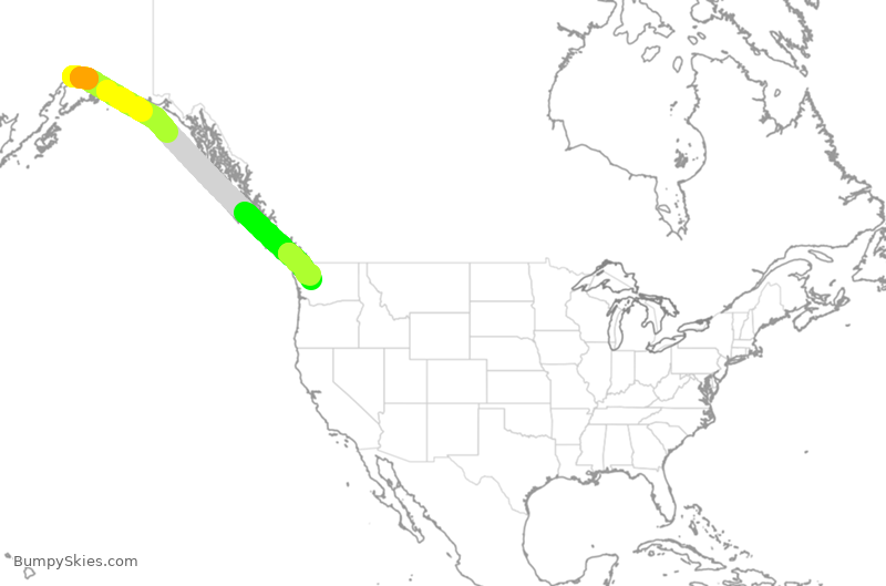 Turbulence forecast map for ASA532, ANC to SEA