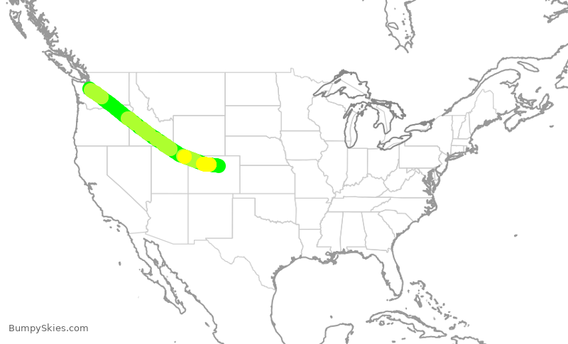 Turbulence forecast map for ASA535, DEN to SEA
