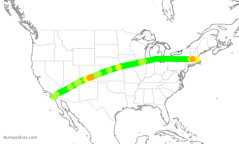 Turbulence forecast map for ASA539, BOS to SAN