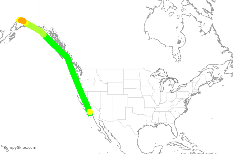 Turbulence forecast map for ASA53, LAX to ANC