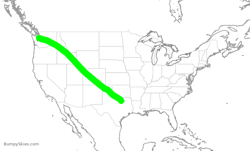 Turbulence forecast map for ASA542, SEA to DFW