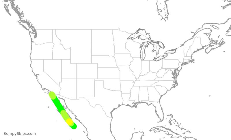 Turbulence forecast map for ASA547, MSD to SAN