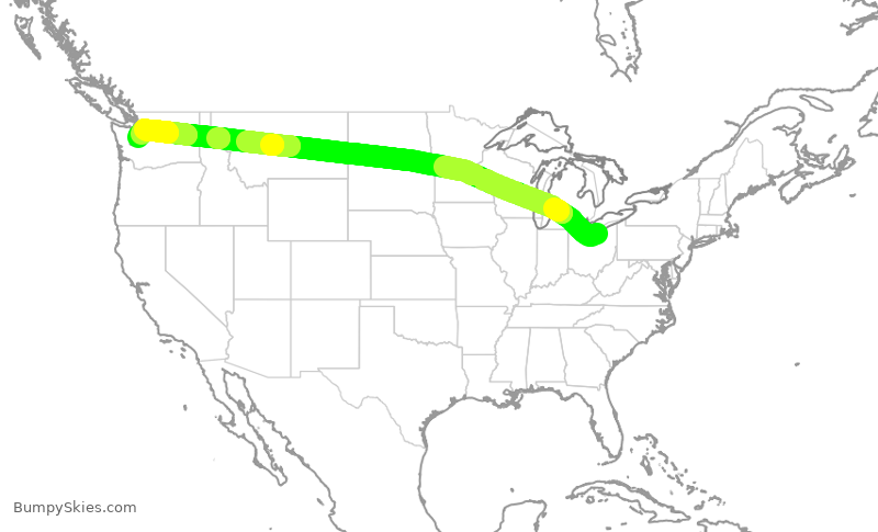 Turbulence forecast map for ASA548, CLE to SEA