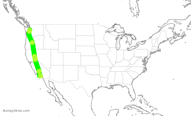 Turbulence forecast map for ASA548, SNA to SEA