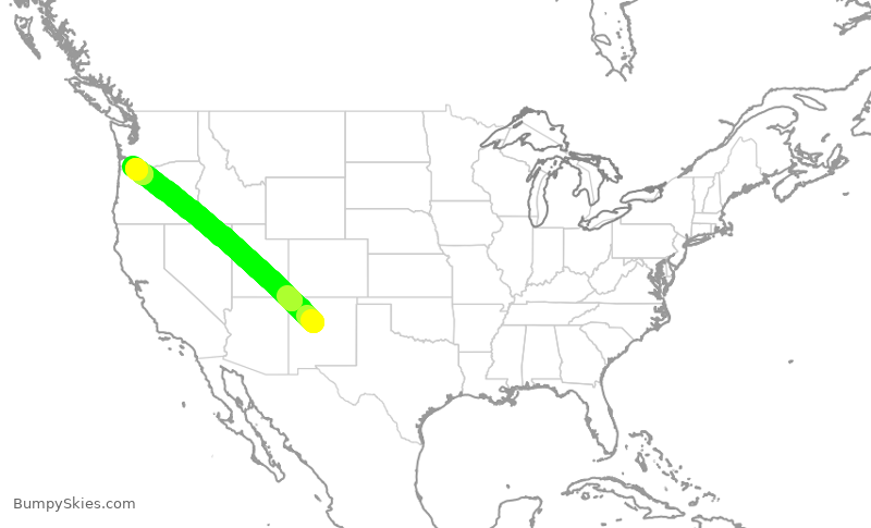 Turbulence forecast map for ASA54, ABQ to PDX