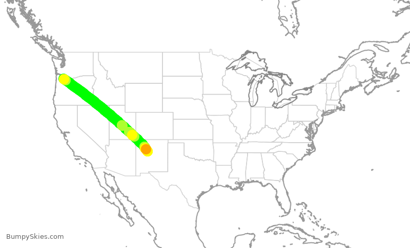 Turbulence forecast map for ASA54, PDX to ABQ