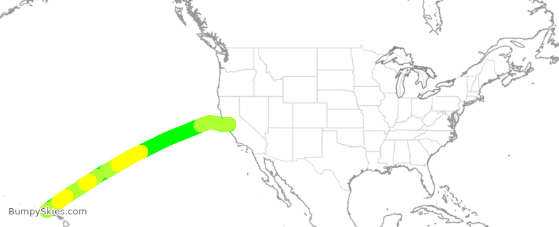 Turbulence forecast map for ASA54, SJC to HLI
