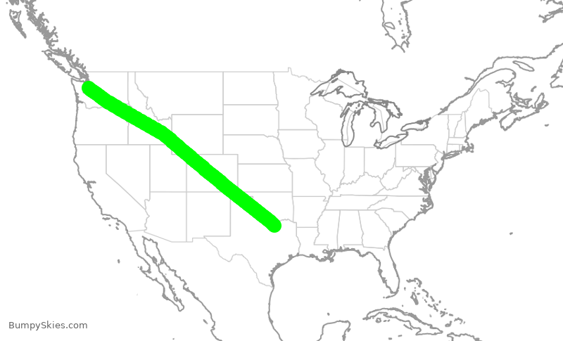 Turbulence forecast map for ASA550, DFW to SEA