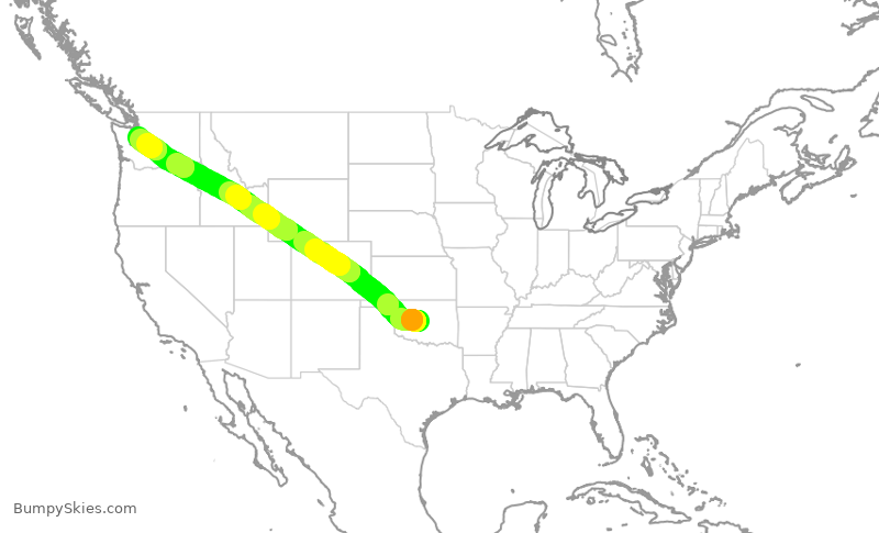 Turbulence forecast map for ASA554, OKC to SEA