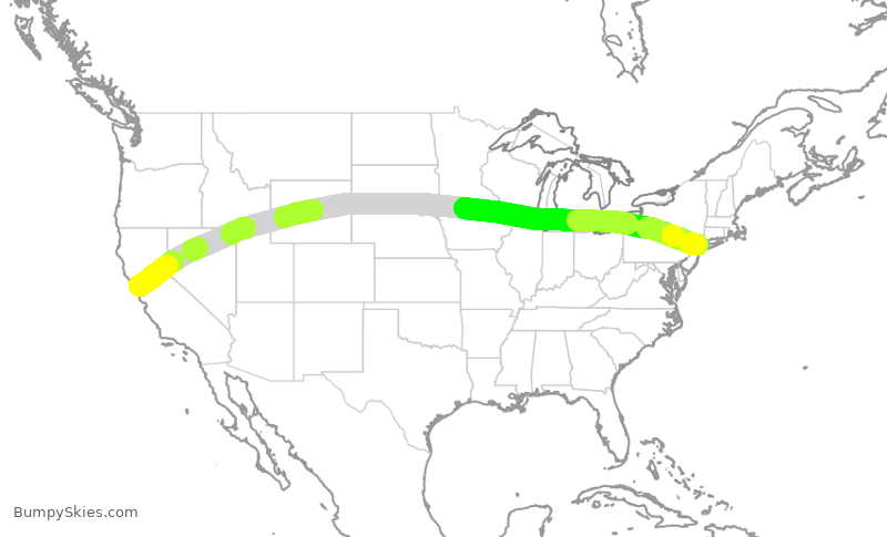 Turbulence forecast map for ASA554, SFO to JFK