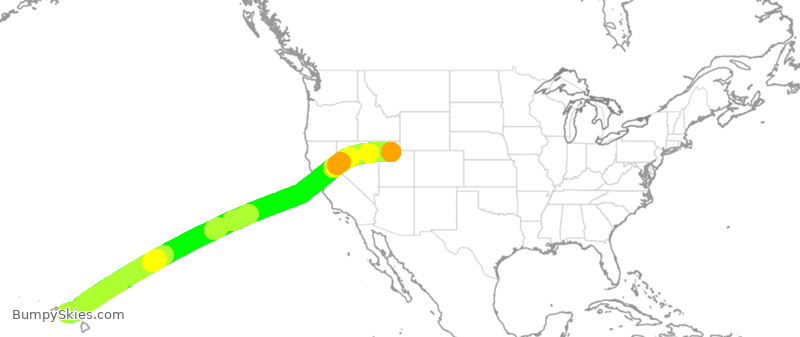 Turbulence forecast map for ASA554, HNL to SLC
