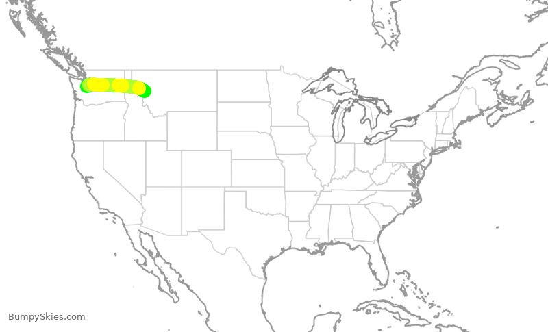 Turbulence forecast map for ASA560, SEA to MSO