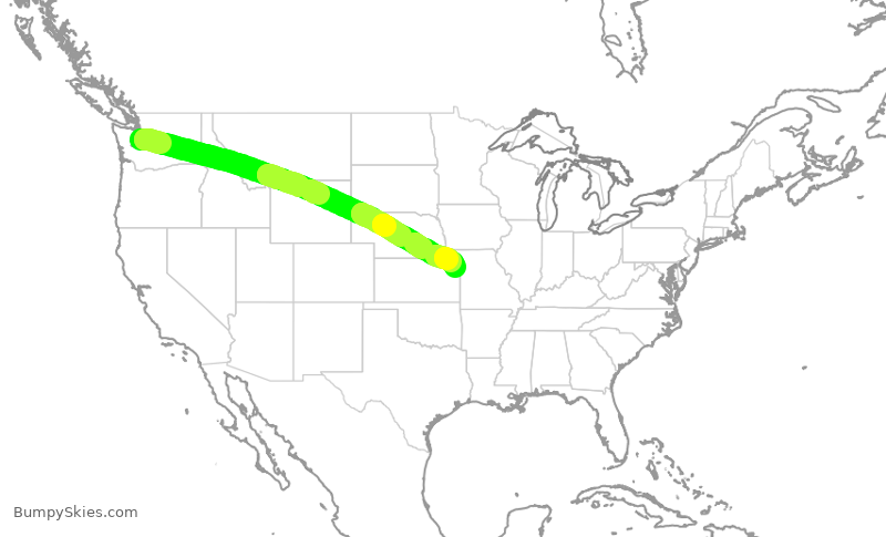 Turbulence forecast map for ASA564, SEA to MCI