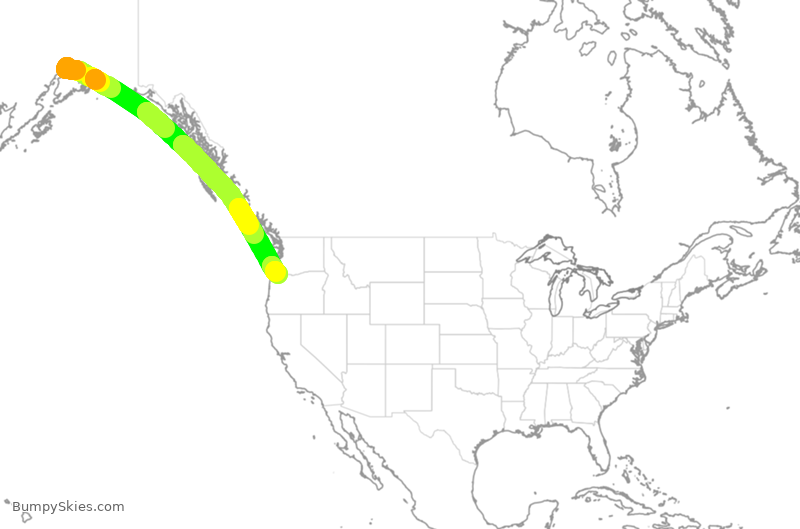 Turbulence forecast map for ASA567, ANC to PDX