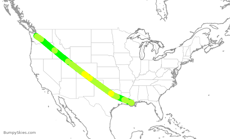 Turbulence forecast map for ASA569, MSY to SEA