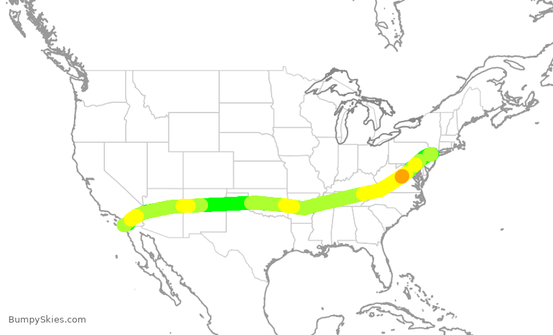 Turbulence forecast map for ASA573, EWR to SAN